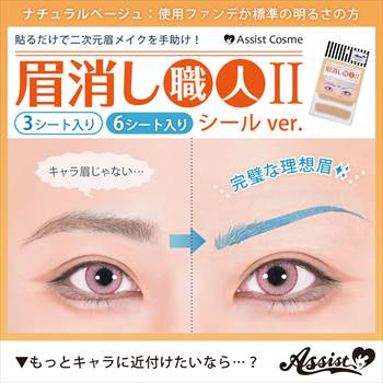 眉消し職人Ⅱ シールVer. ナチュラルベージュ 3シート入り、6シート入り