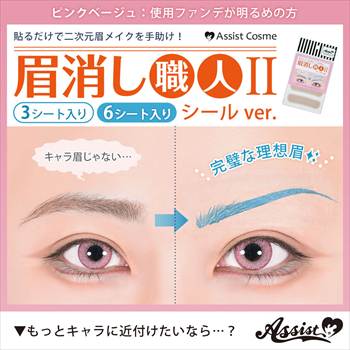 眉消し職人Ⅱ シールVer. ピンクベージュ 3シート入り、6シート入り